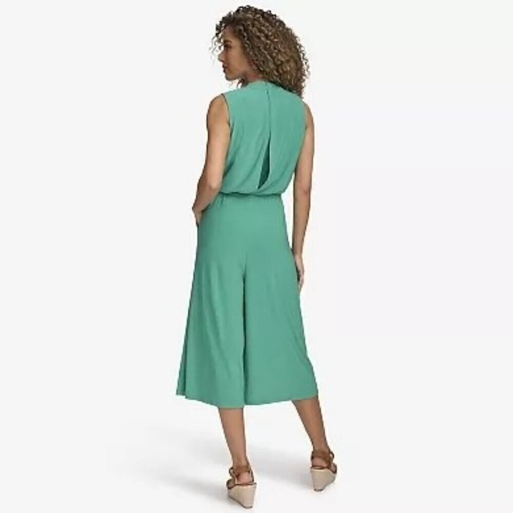Women's Size 10  Harper Rose Sleeveless Wide-Leg Cropped Green Jumpsuit - Picture 11 of 13